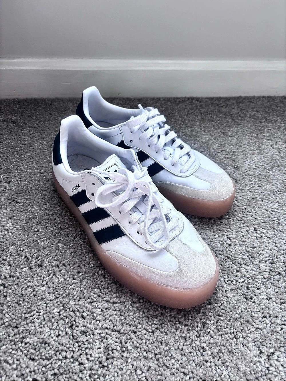 adidas Samba Sneakers in White & Green